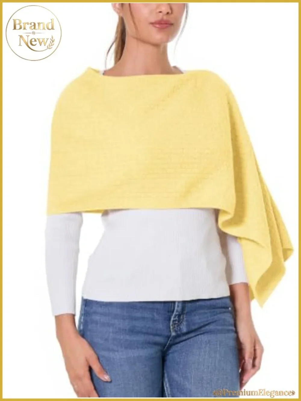 Knitted Shawl Wrap Poncho Cape Soft Acrylic Nylon Blend One Size